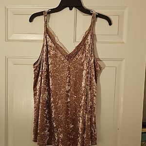 Blush Velvet Lace Trim Cami Top